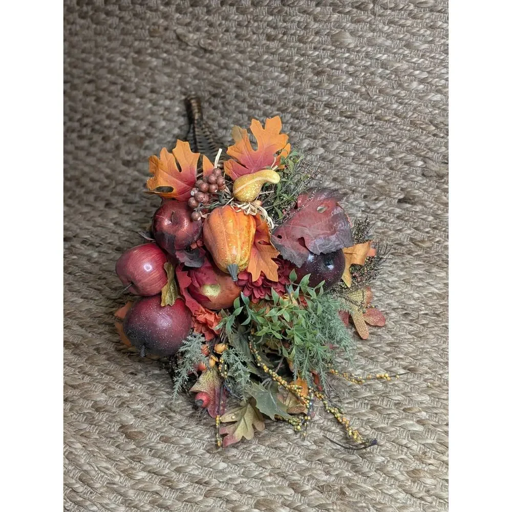 Vintage Wicker Basket Cornucopia Horn THANKSGIVING Harvest Fall Centerpiece